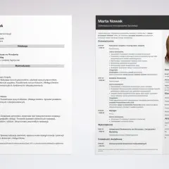 CV Marty Nowak, koordynatorki sprzedaży. Dokument zawiera dane osobowe, wykształcenie, doświadczenie zawodowe i kluczowe umiejętności, pomagając w wyborze zawodu.