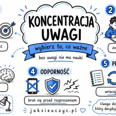 Jak skupić się na nauce: selekcja, skupienie, czujność, odporność i przełączanie uwagi. Klucz do zapamiętywania.