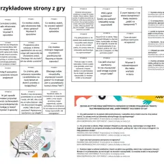 Plansza z pytaniami do gry "Przykładowe strony z gry", która pomaga w treningu asertywności ćwiczenia.