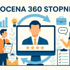 Ocena 360 stopni: pracownicy analizują wyniki, zbierają opinie i oceniają postępy.
