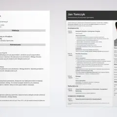 Jak zapytać się o pracę przez telefon? CV Jana Tomczyka, Koordynatora Sprzedaży, z danymi kontaktowymi i doświadczeniem.