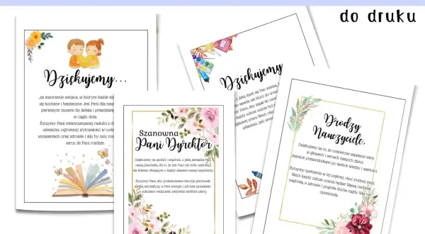 Fajne cytaty na podziękowanie dla nauczycieli i dyrekcji. Kartki z życzeniami i grafikami, idealne do druku.