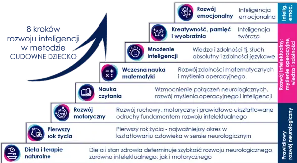 8 kroków rozwoju inteligencji: od emocji i kreatywności po naukę czytania i matematyki, budując fundamenty dla rozwoju neurologicznego.