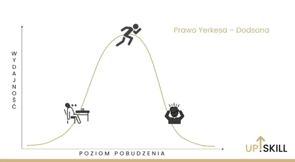 Prawo Yerkesa-Dodsona: zbyt niski poziom pobudzenia to nuda, optymalny to szczyt wydajności, a zbyt wysoki to stres, np. przed wystąpieniami publicznymi.