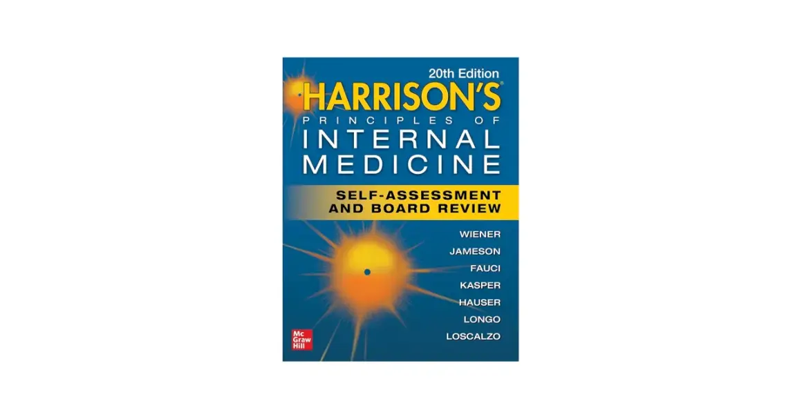 Okładka "Harrison's Principles of Internal Medicine, 20th Edition: Self-Assessment and Board Review". Zawiera przykłady testów Harrisona.