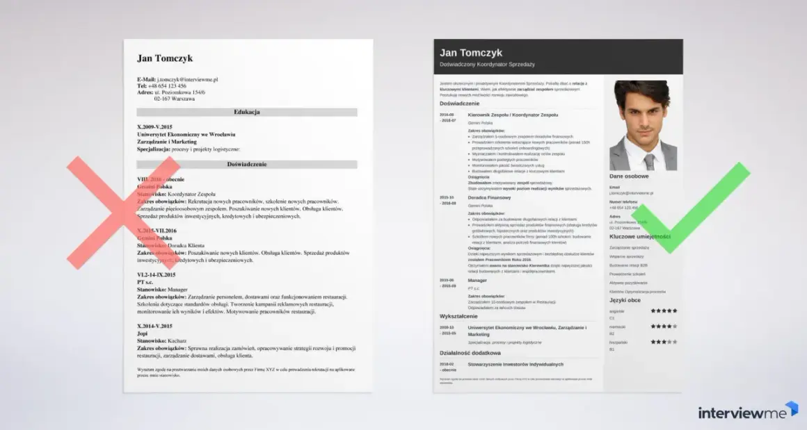 Jak zapytać się o pracę przez telefon? CV Jana Tomczyka, Koordynatora Sprzedaży, z danymi kontaktowymi i doświadczeniem.