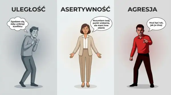 Osoba pasywna, która zgadza się, by uniknąć konfliktu, w kontraście do asertywności i agresji.